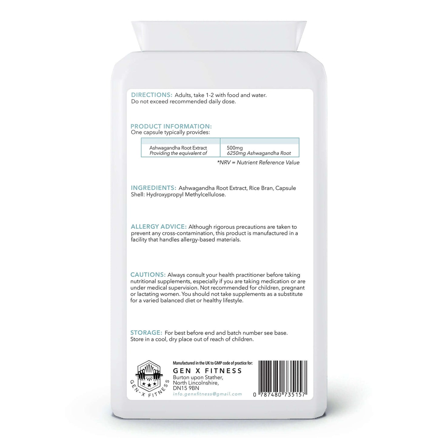 Gen X Fitness Ashwagandha 500mg 90 Capsules – Empower Your Mind, Body, and Spirit
