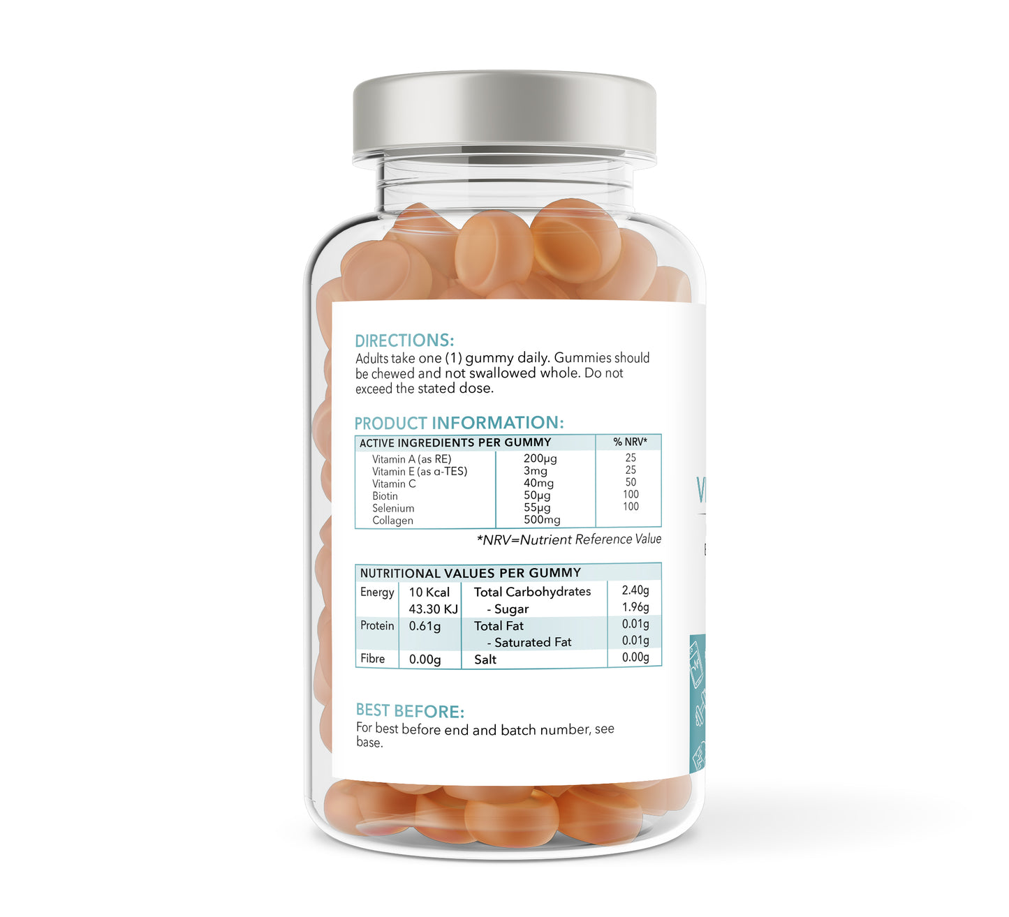 Vital Collagen Gummies - 60 Pineapple Flavour Gummies - 2 months supply
